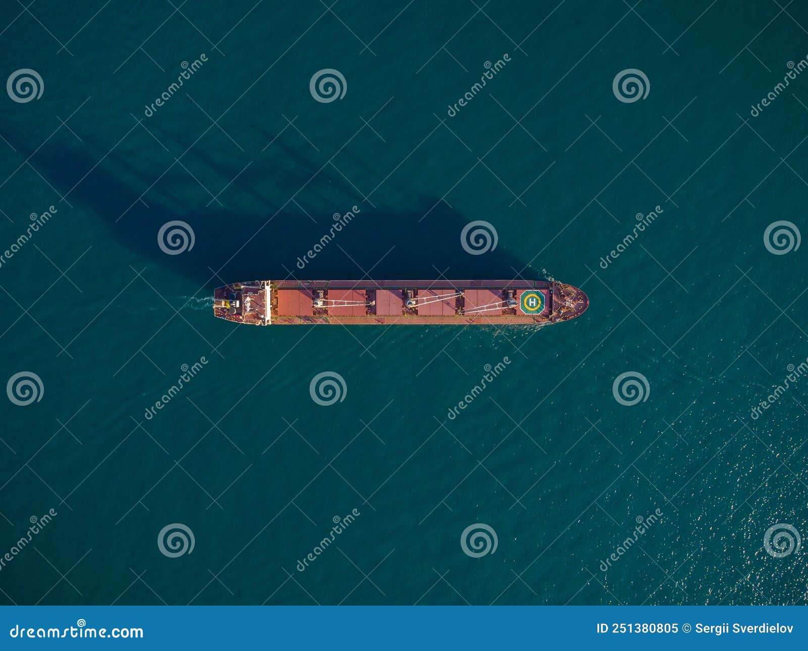 Large General Cargo Ship Tanker Bulk Carrier, Aerial View. Stock Image