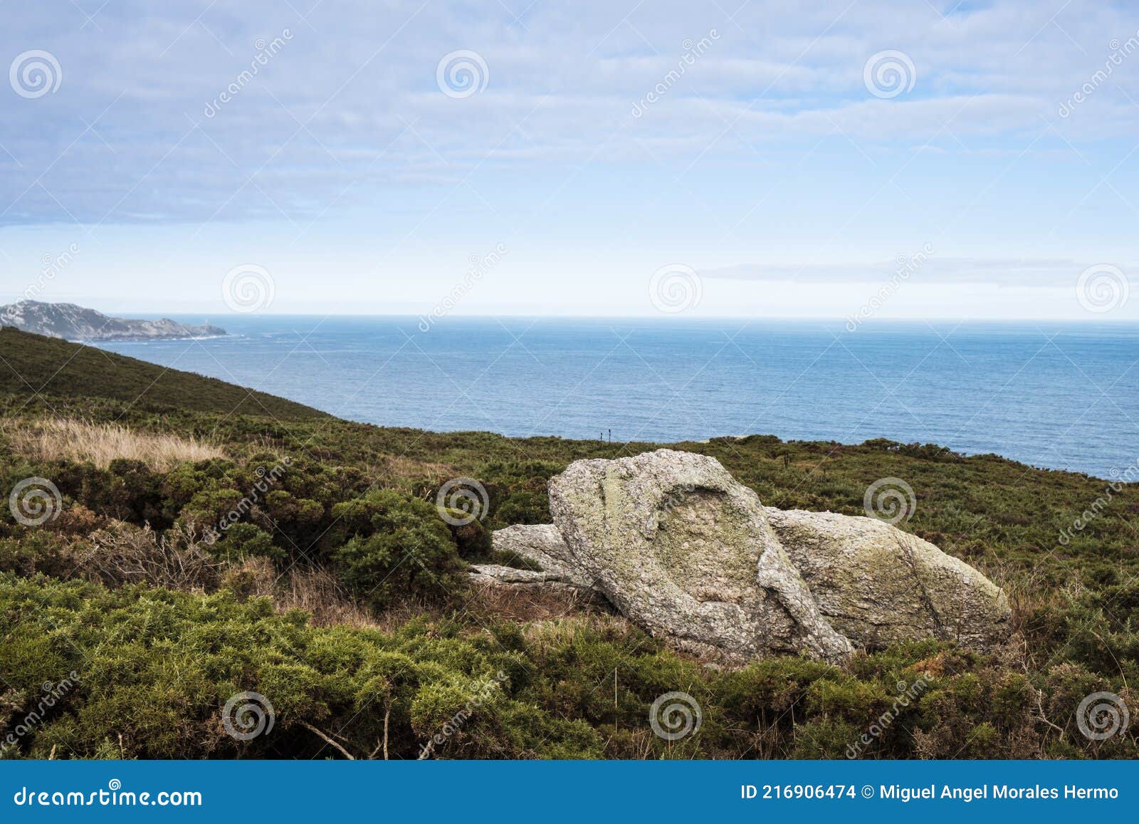 large granite rock on the galician coast spain