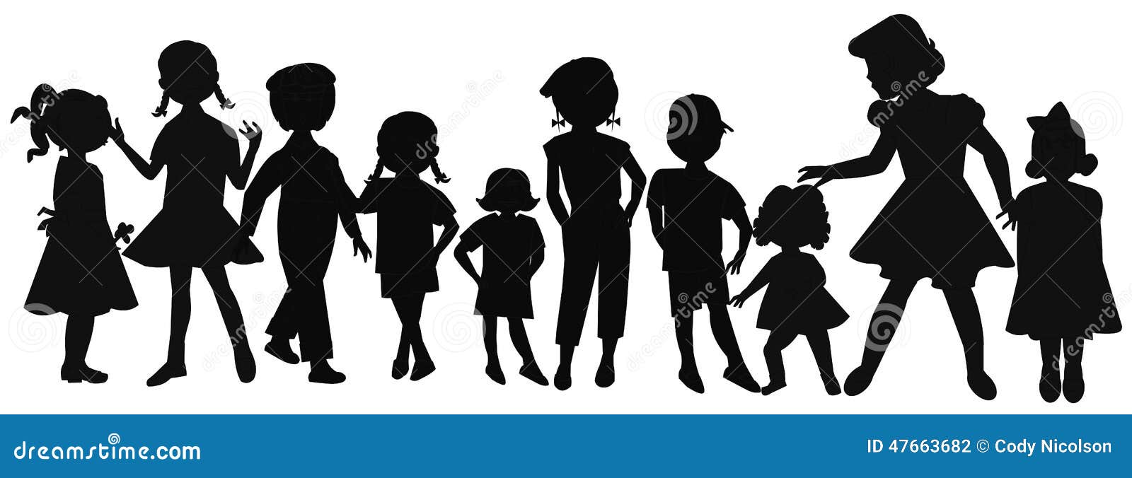 Large Group of Children of Different Ages Stock Illustration
