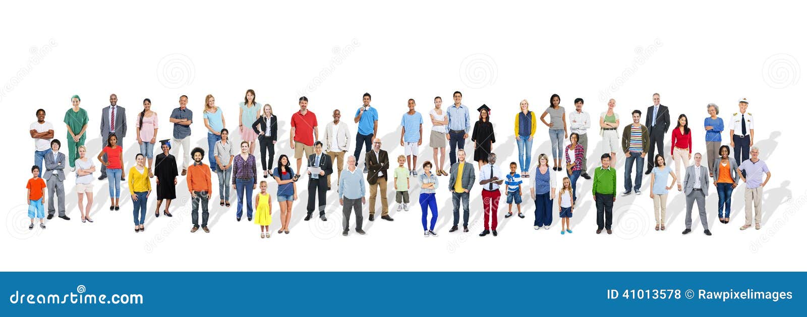 large group of multiethnic people with various occupations