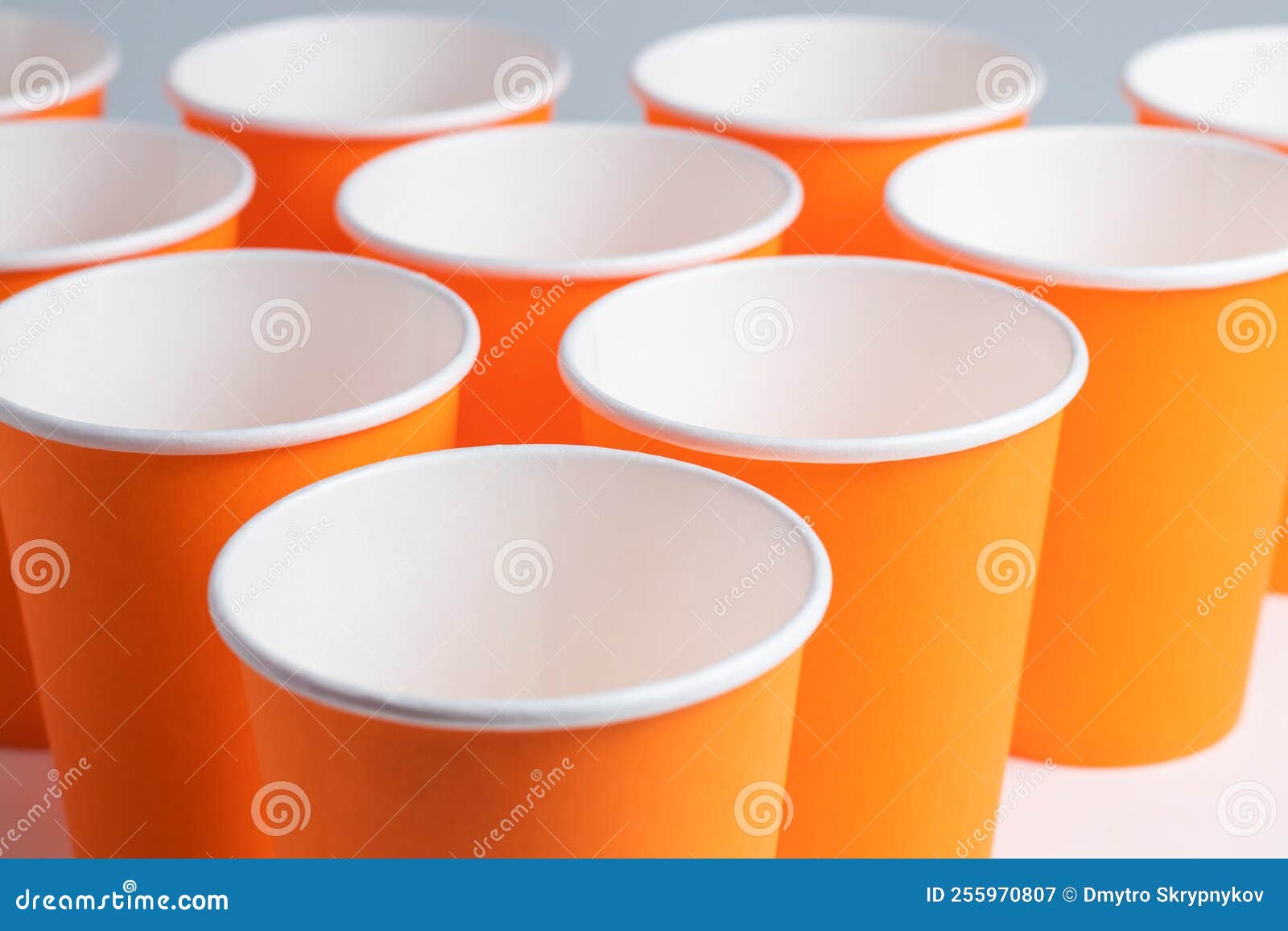 Large Group of Orange Disposable Paper Cups Stock Image Image of