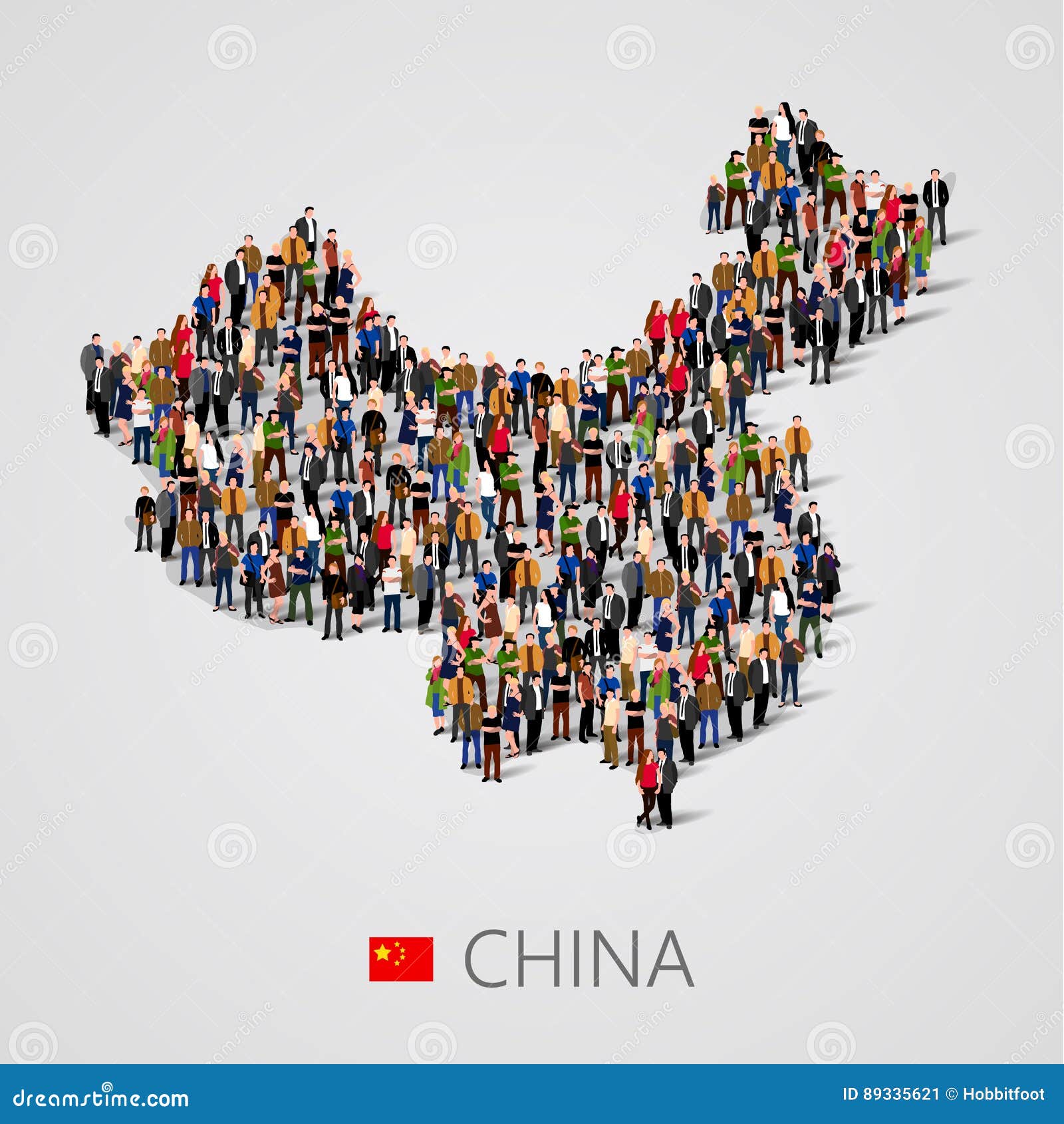 large group of people in china map form. population of china or demographics template.