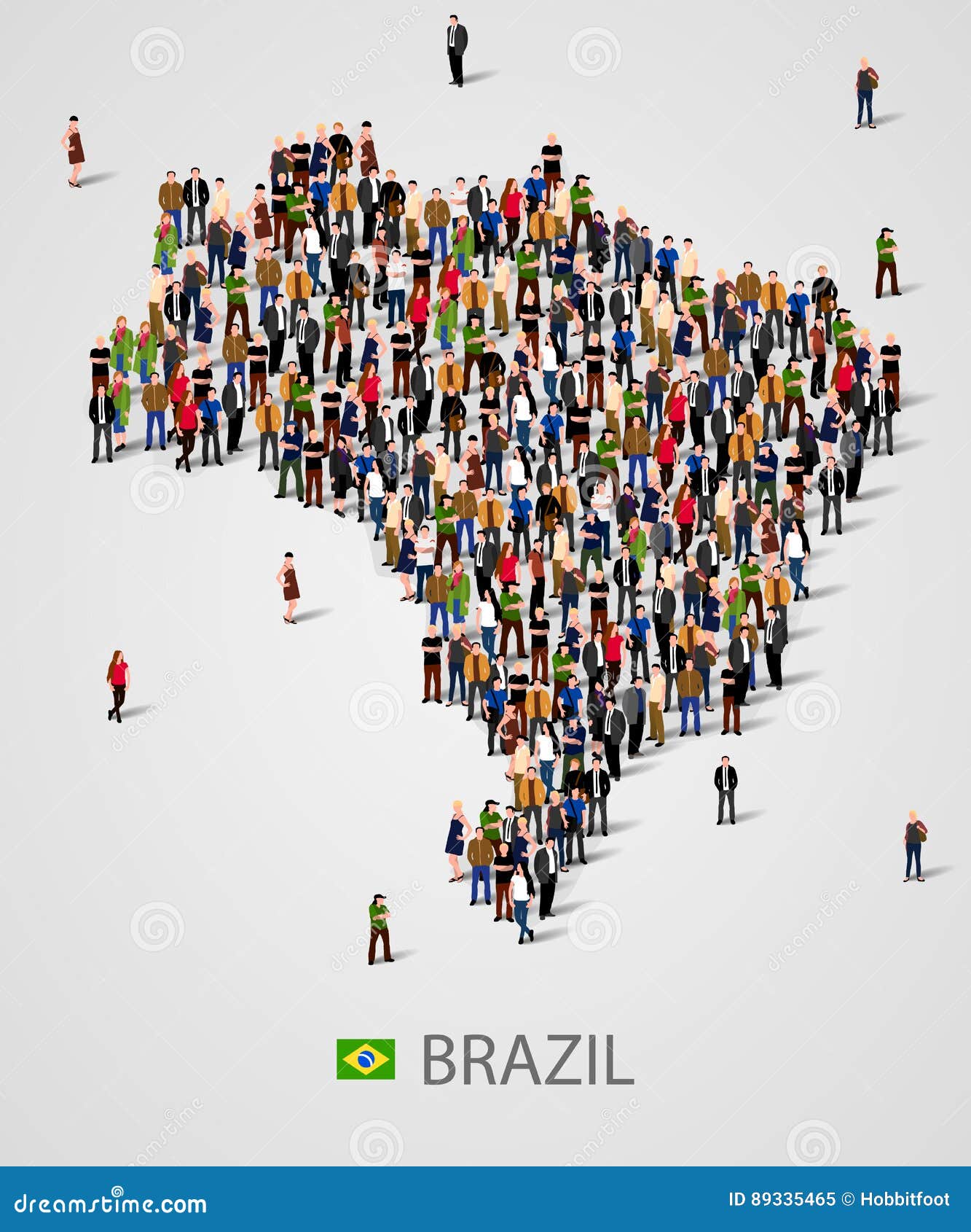 Large Group People Form Brazil Map Stock Illustrations – 12 Large