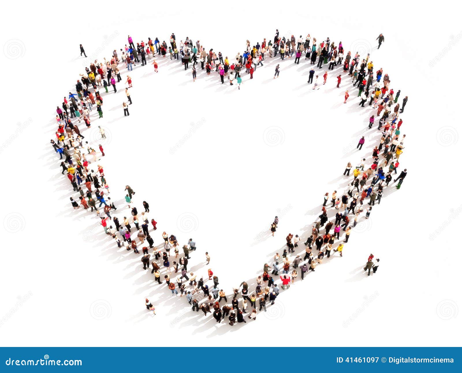 large group of people in the  of a heart.