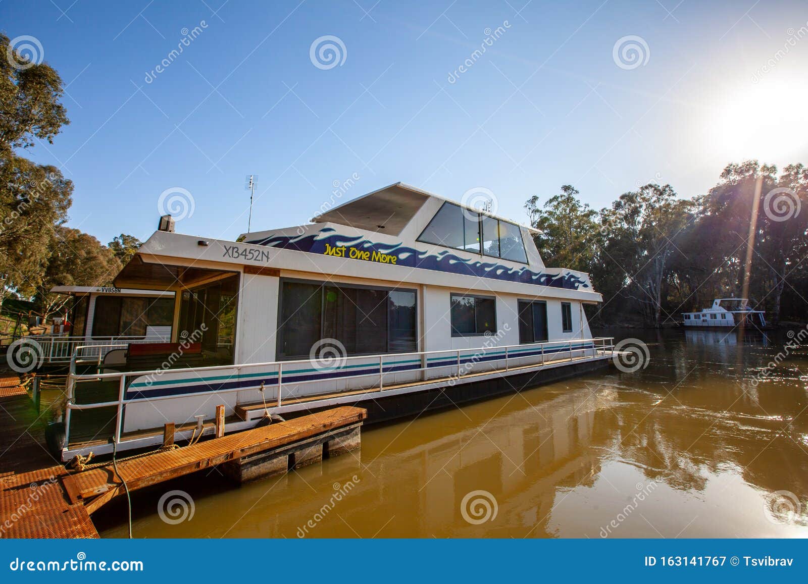 Large Houseboat on Murray River. Editorial Photography Image of