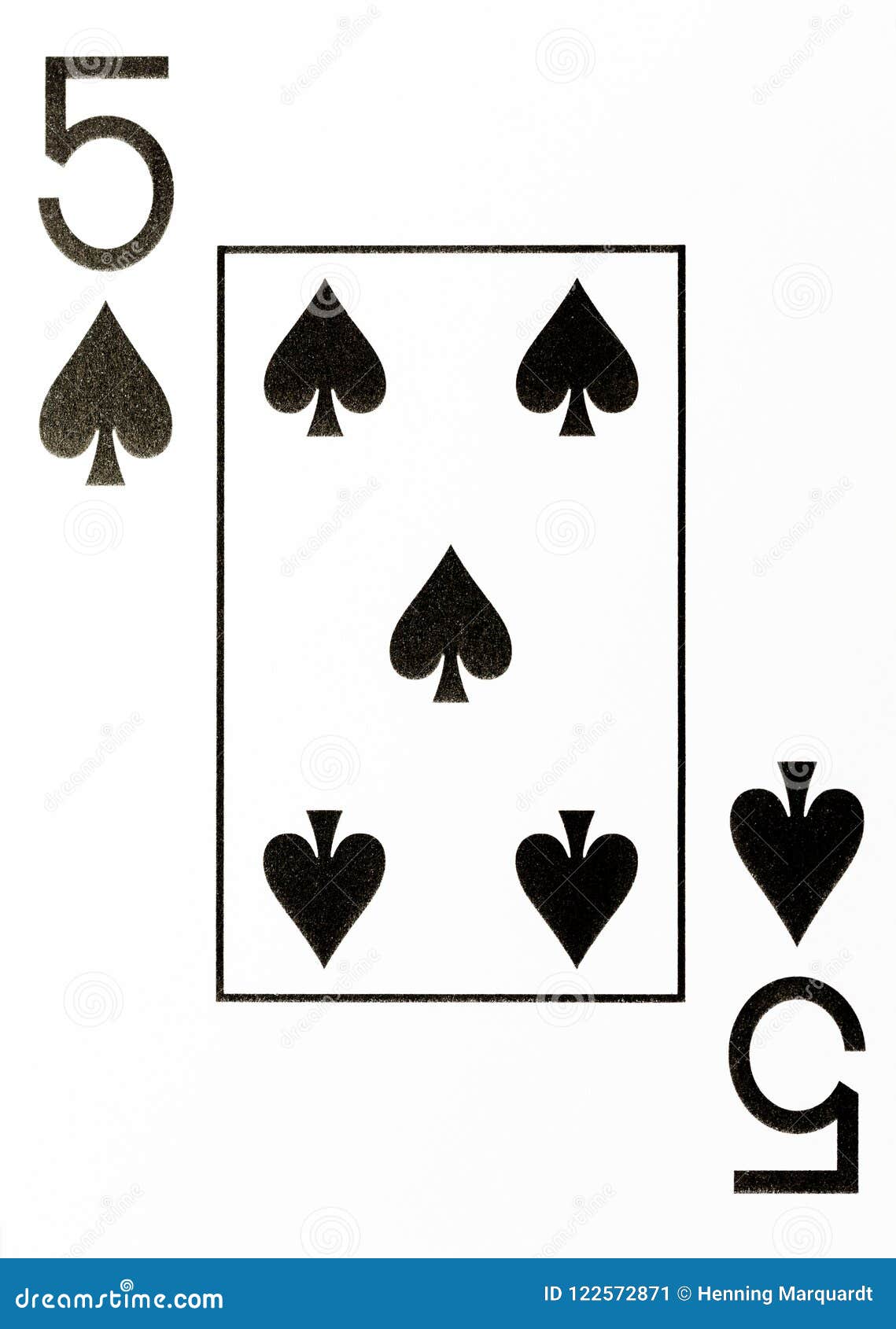 Large Index Playing Card 5 of Spades Stock Image Image of community