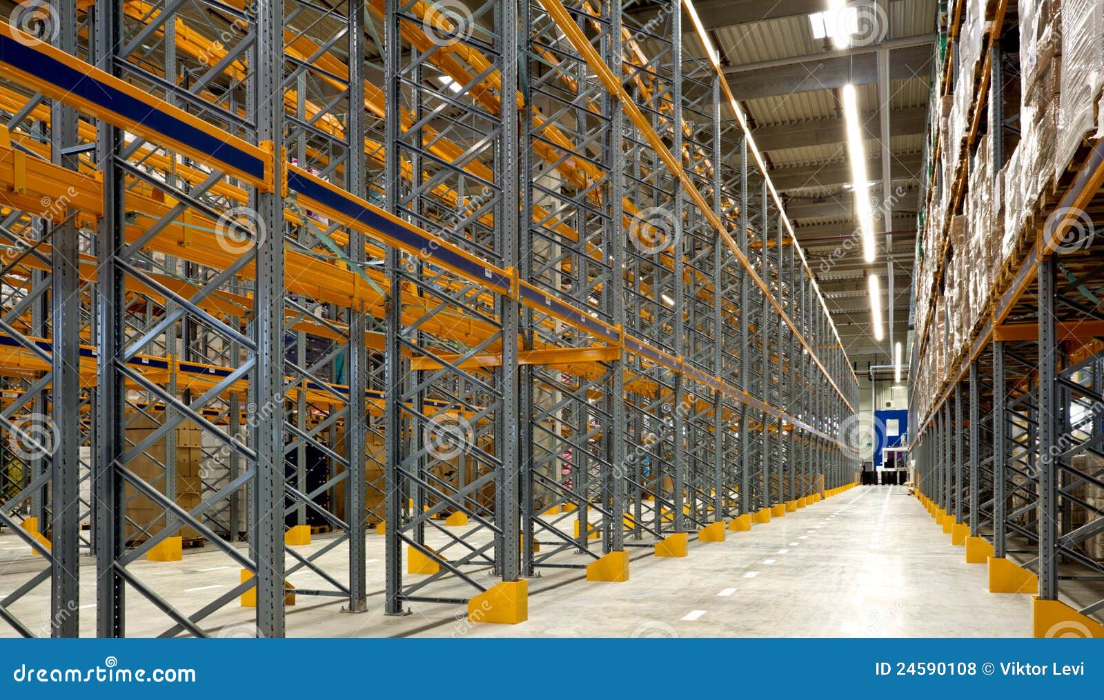 Large industrial warehouse stock photo. Image of shelves 24590108