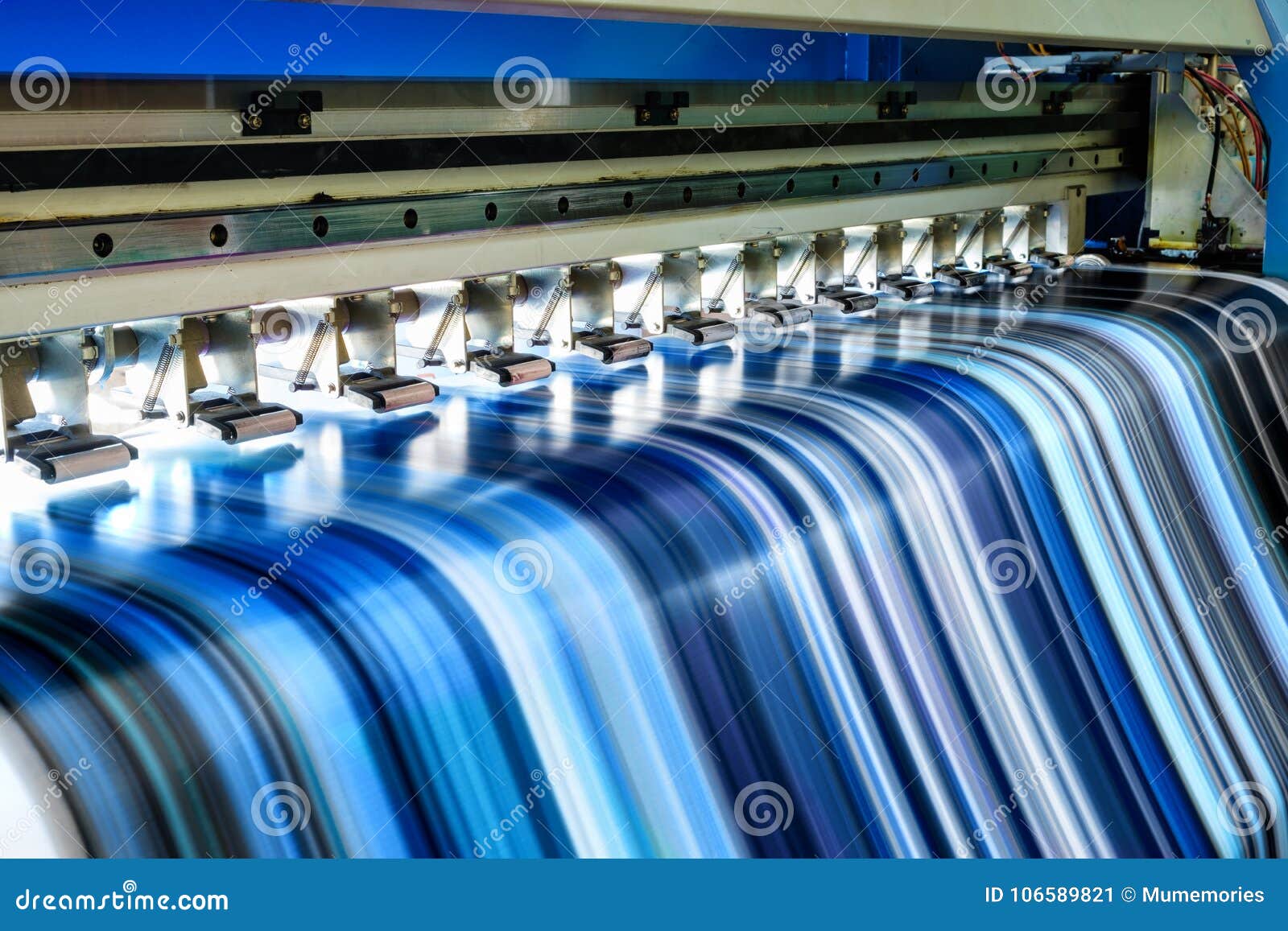 Large Inkjet Printer Working Multicolor on Vinyl Banner Stock Image