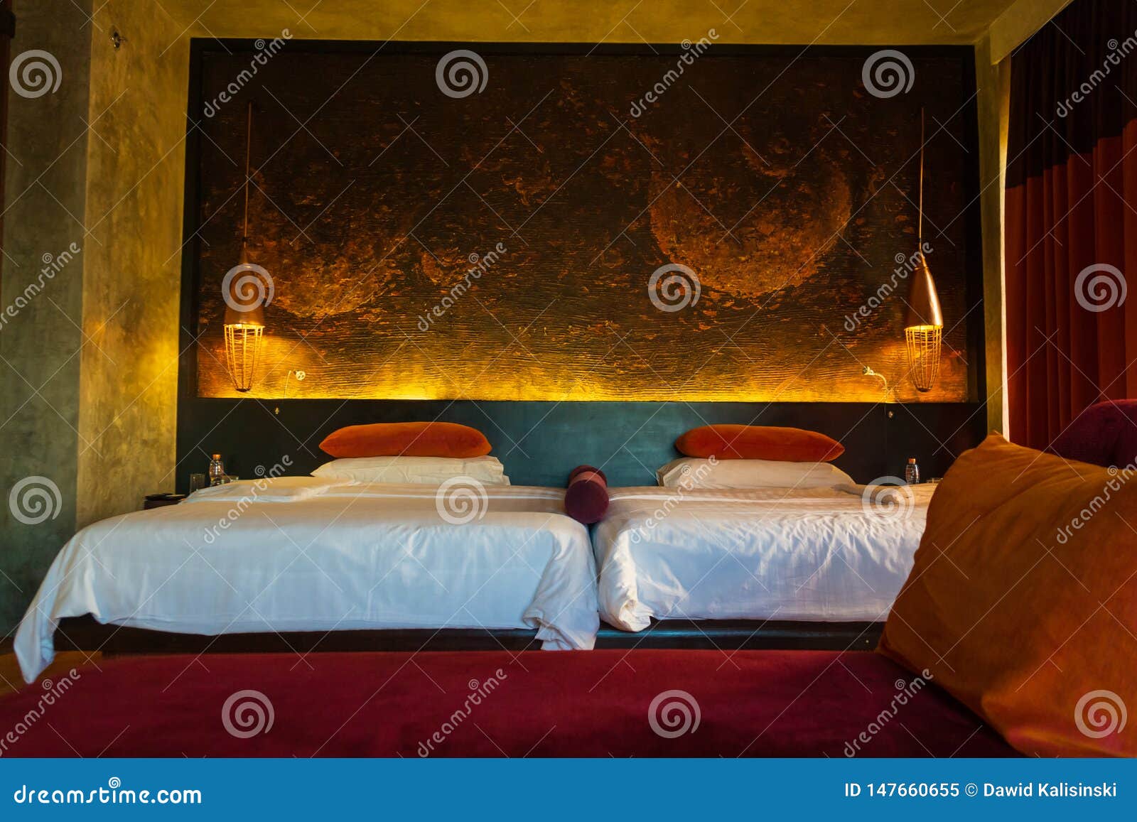 Large King Size Bed in Decorative Moody Room Stock Image Image of