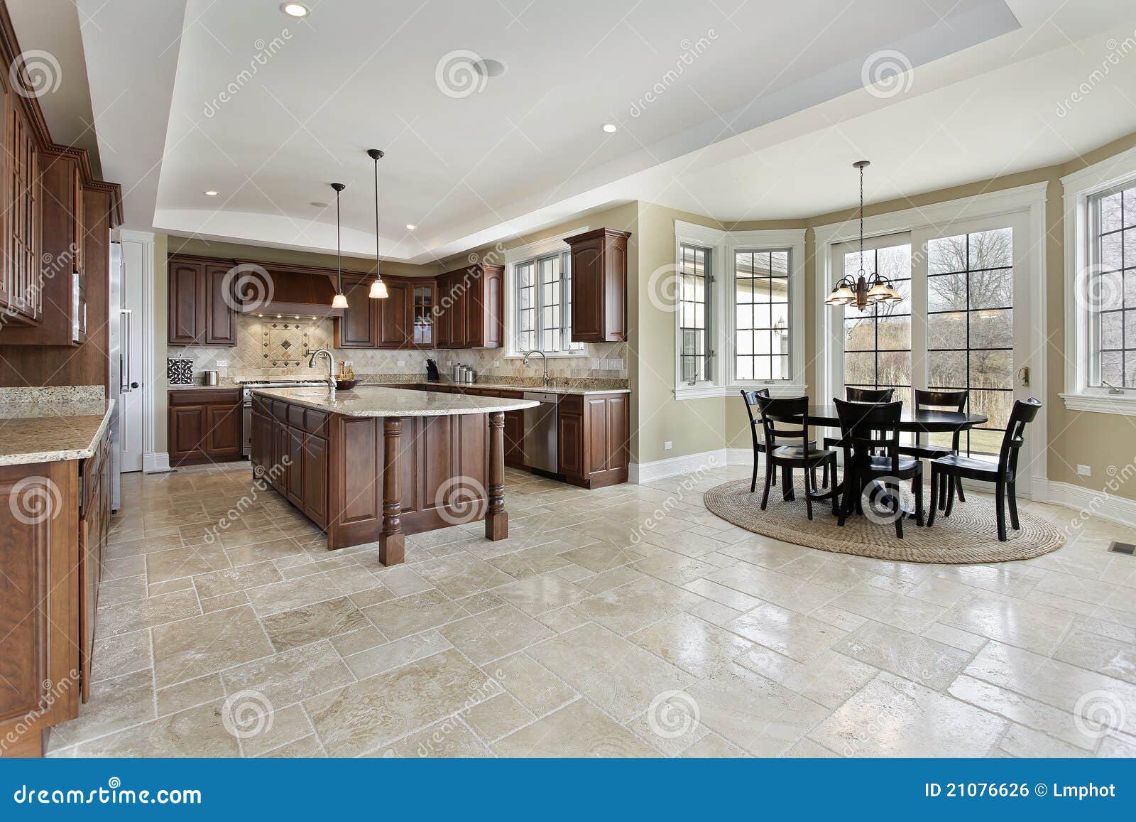 Large Kitchen with Eating Area Stock Photo Image of dwelling, estate 21076626