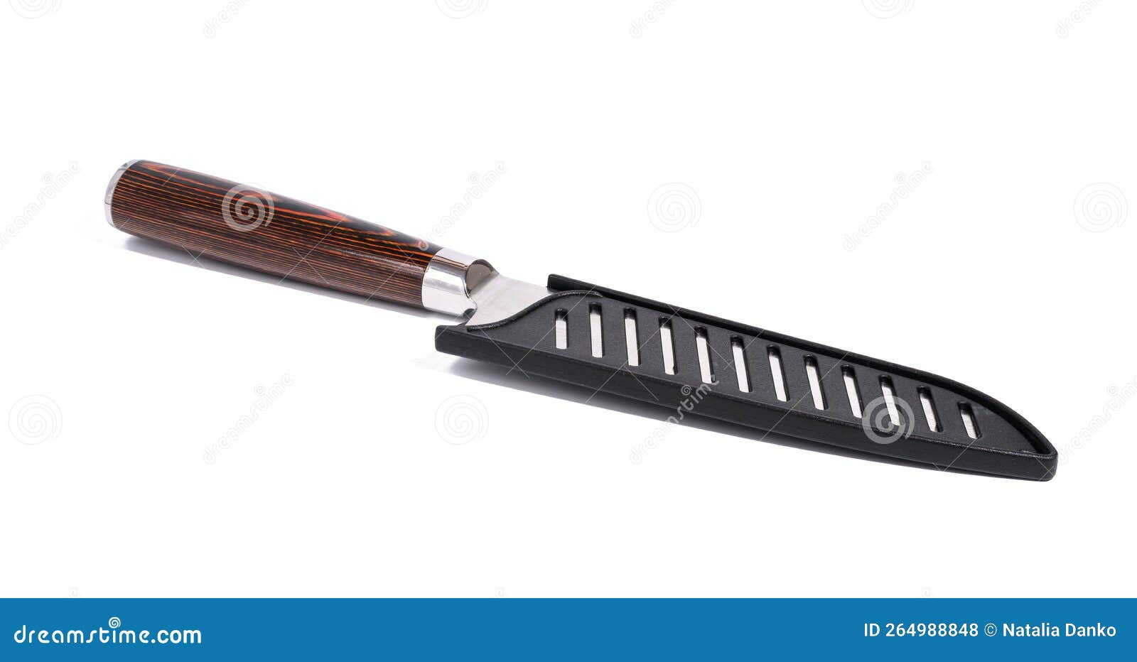 Large Kitchen Knife in a Plastic Sheath on a White Isolated Background Stock Photo Image of