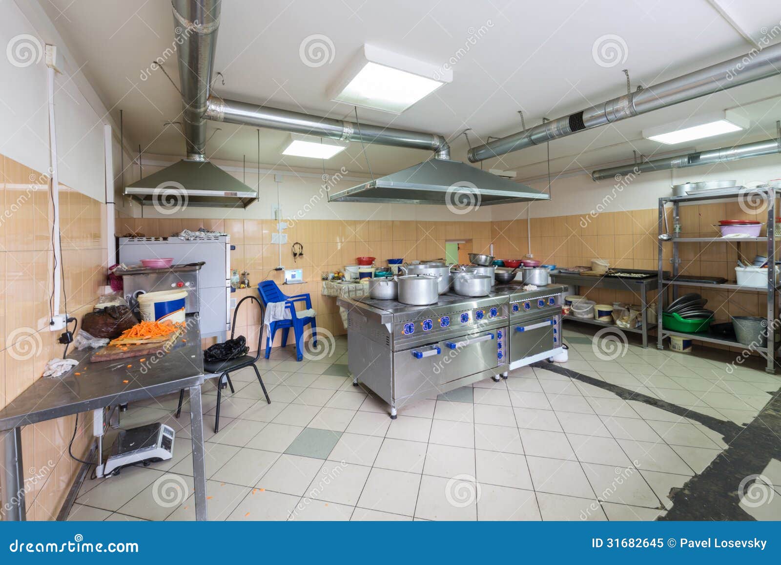 Large Kitchen of the Restaurant Stock Image Image of preparation