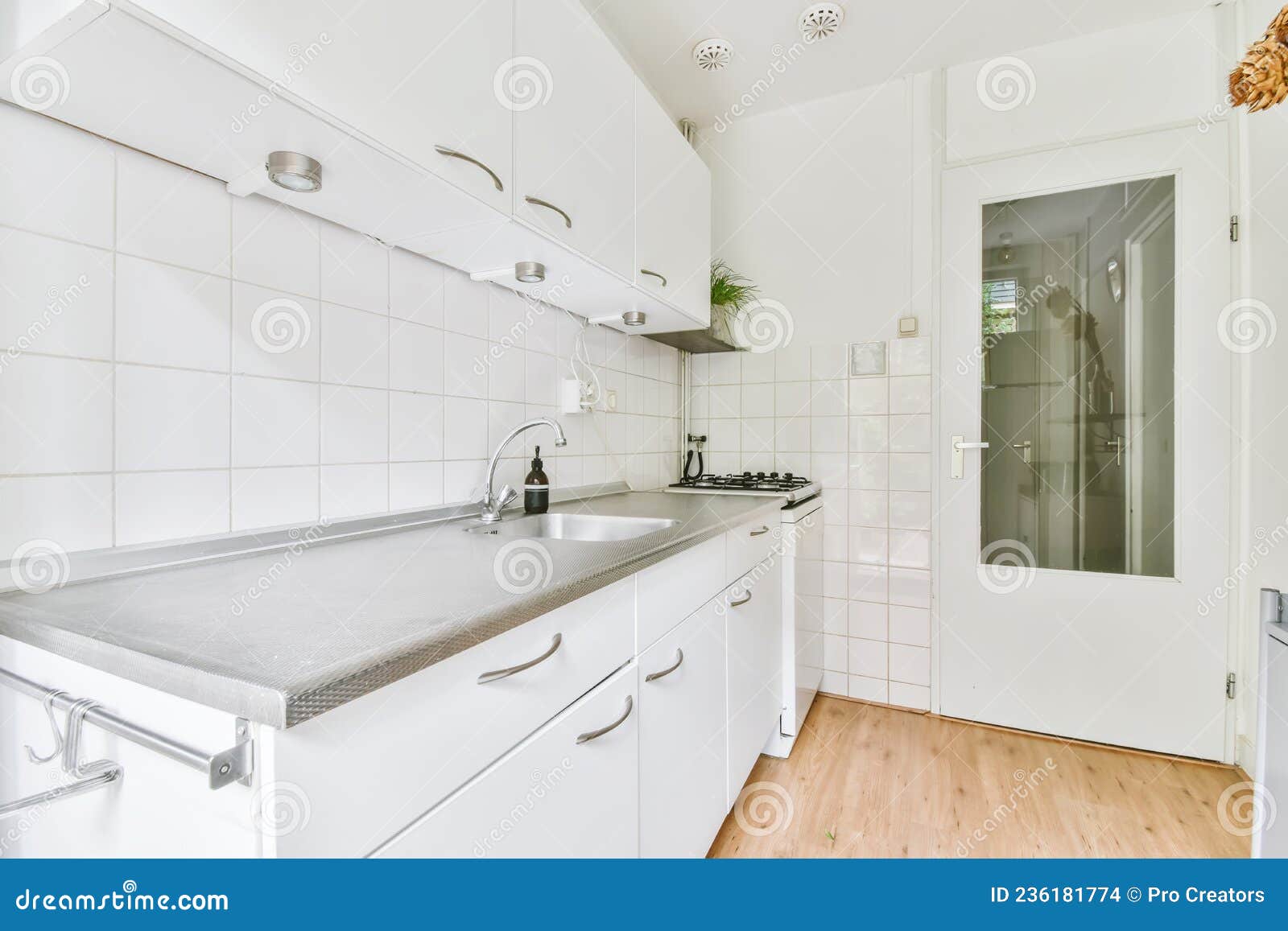 Large Kitchen with White Kitchen Unit Stock Photo Image of spacious