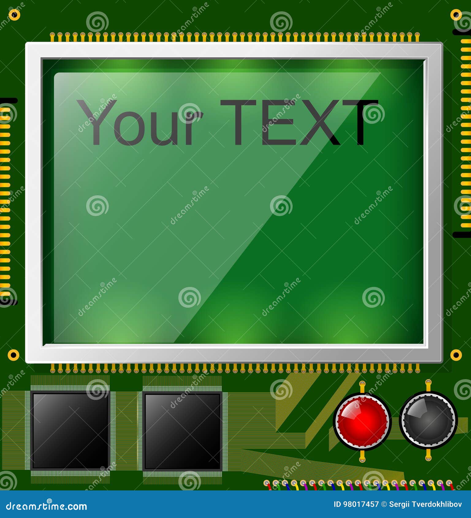 Large LCD Display with Space for Text and Backlight. a Square Printed