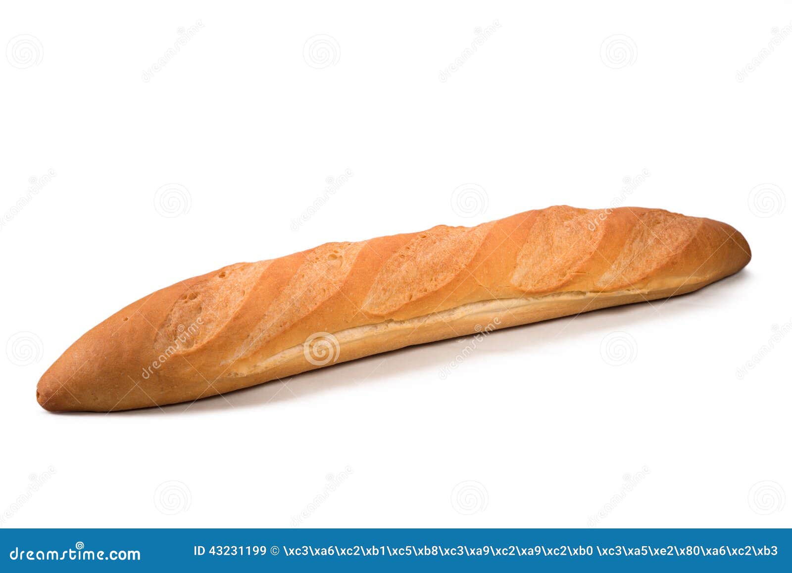 Large Loaf of French Bread Isolated on White Background Stock Image