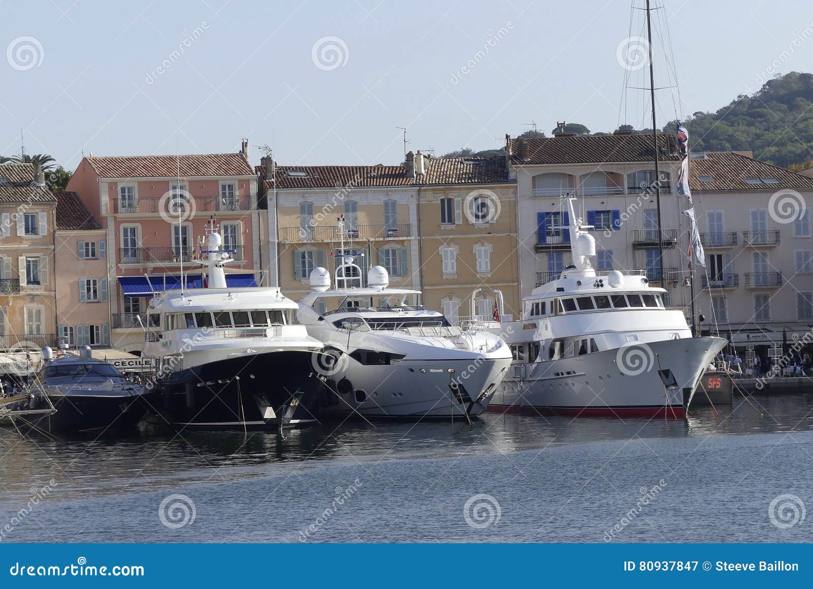 Large Luxury Yacht Anchored in the Port of St Tropez, South of France ...