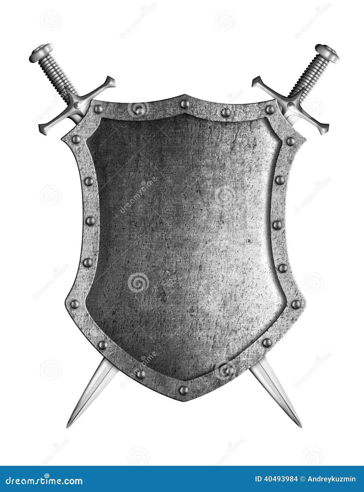 Large Medieval Shield with Two Crossed Swords Coat of Arms Stock ...