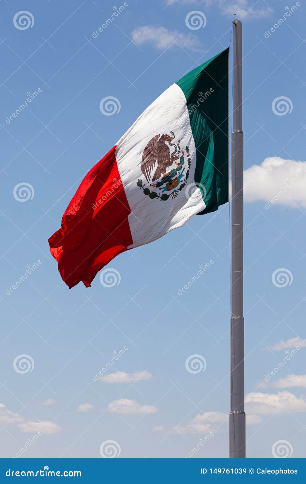 Large Mexican Flag Waving in the Wind. Stock Image Image of mexican