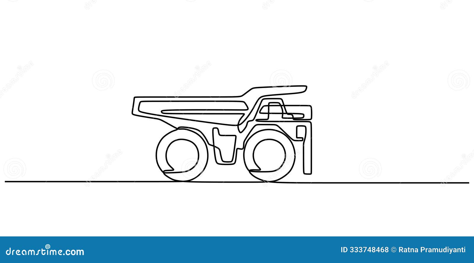 large mining truck one line art. modern  drawing of a large mining vehicle