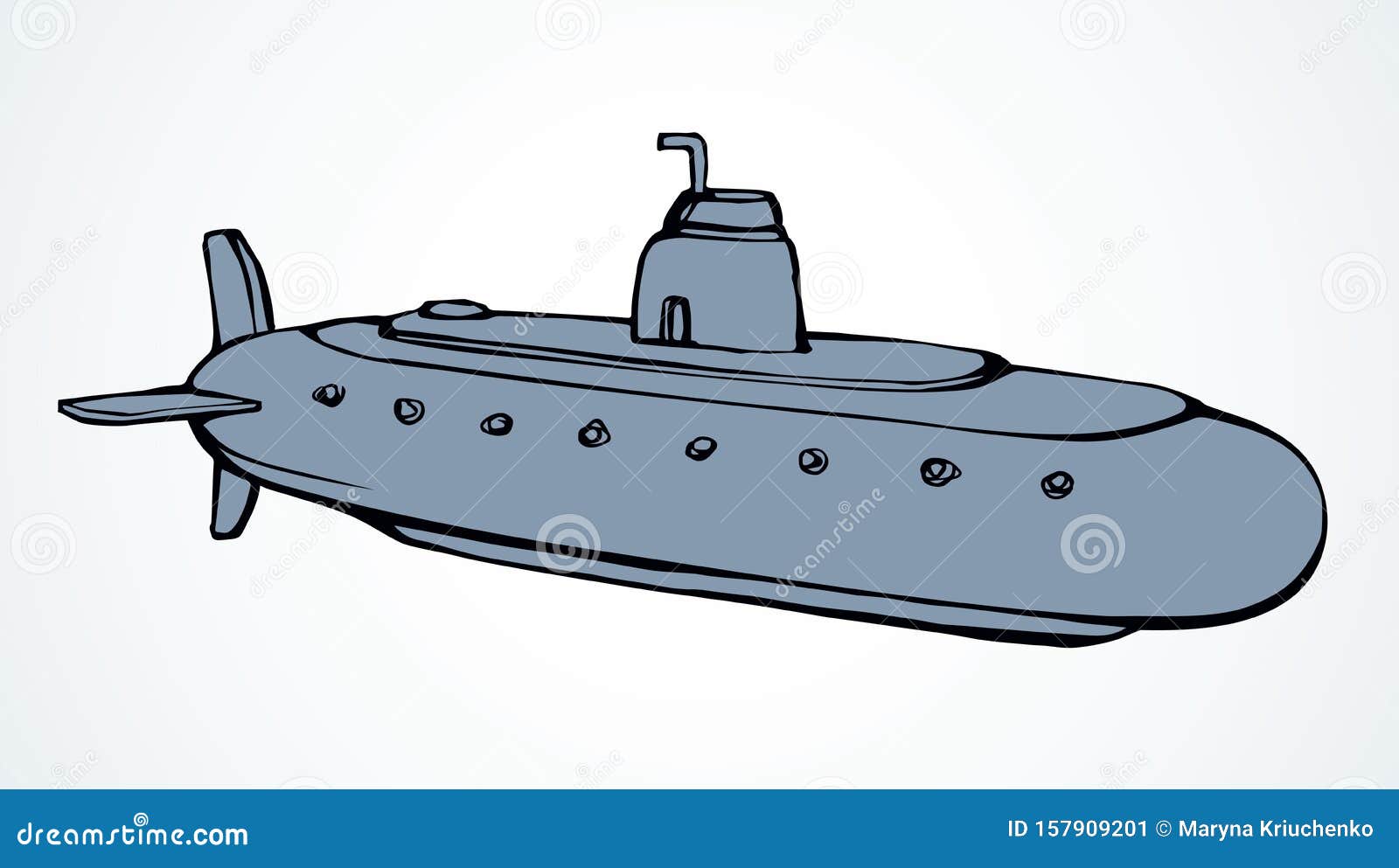 Large Modern Submarine. Vector Drawing Stock Vector