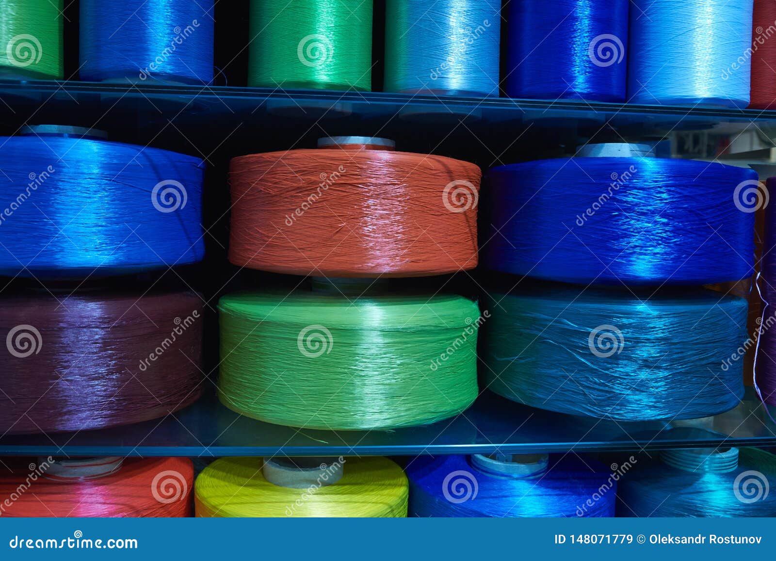 Large Multi Colored Coils with Synthetic Packaging Twine. Background