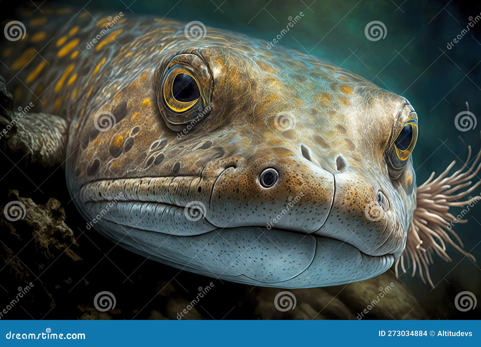 Large Muzzle of Dangerous Moray Eel for Underwater Extreme Hunting