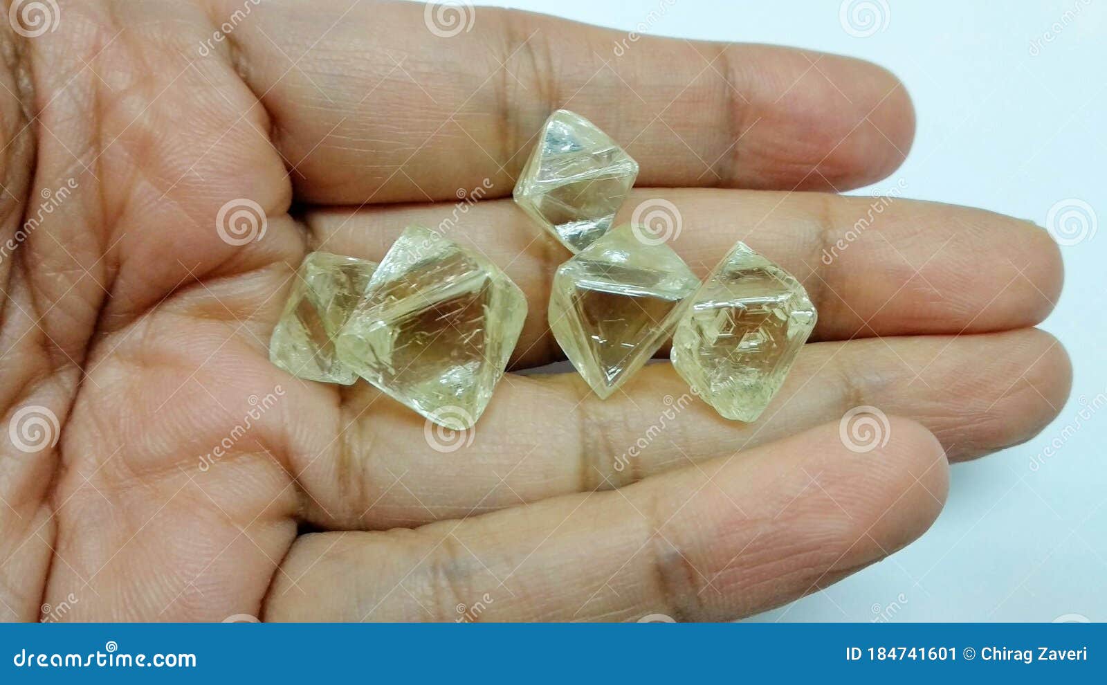 Large Natural Rough Crystal Diamonds with Clean Purity Stock Image