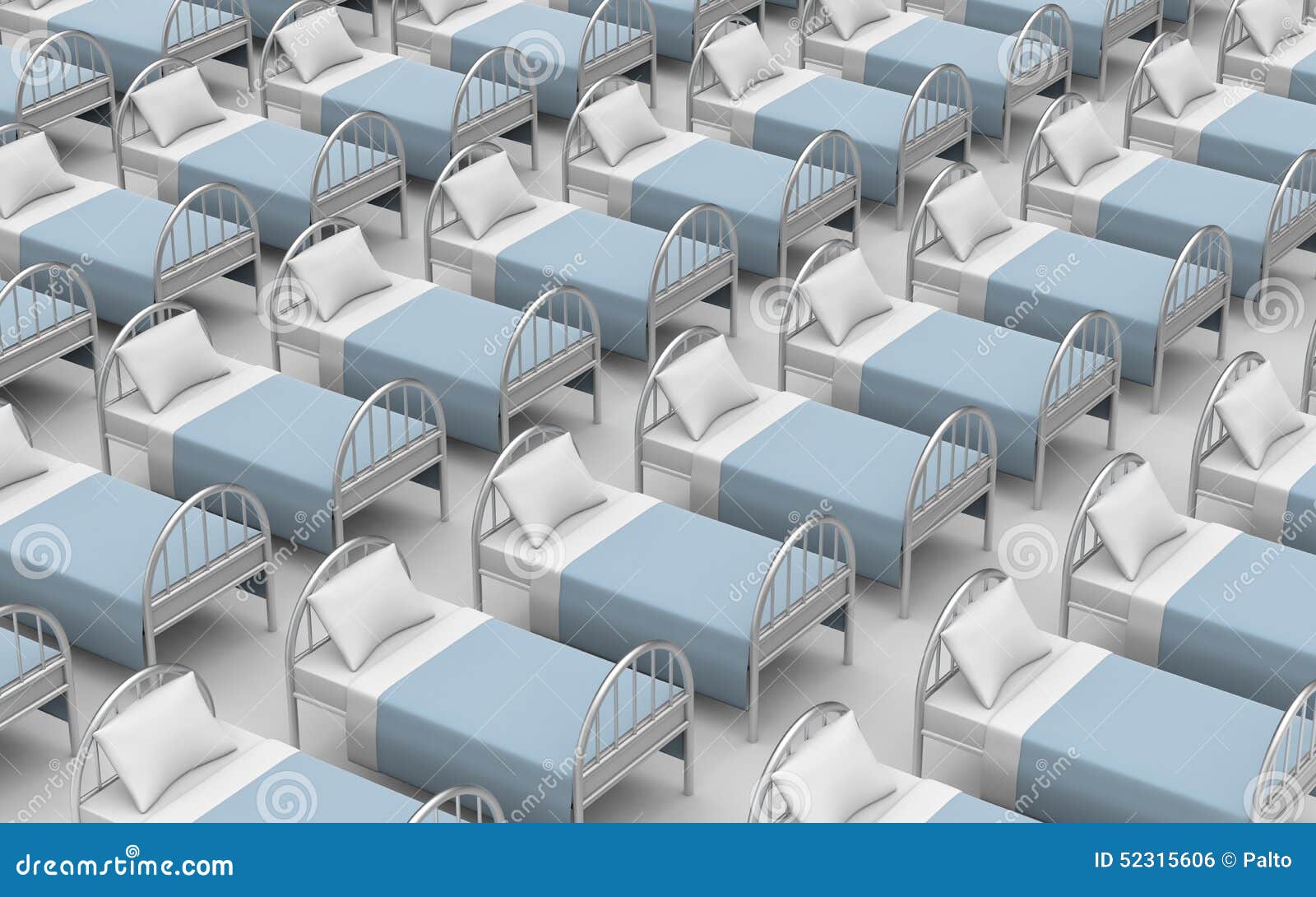 Large number of beds stock illustration. Illustration of equipment