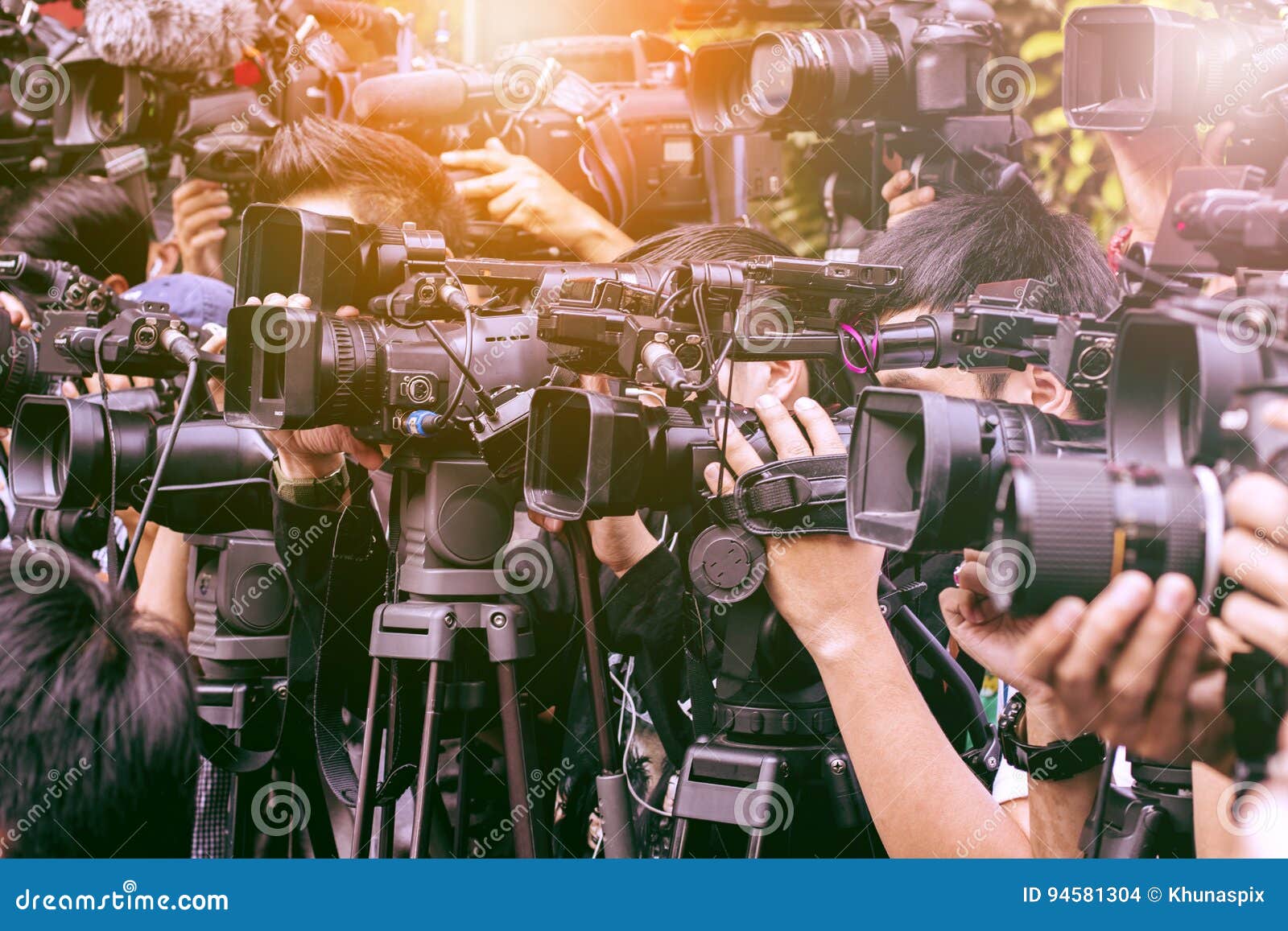 Large Number of Press and Media Reporter in Broadcasting Event Stock