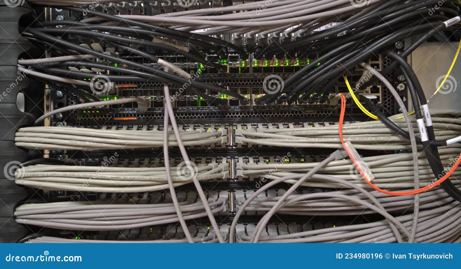 Large Number of Wires and Cables in Modern Server and Network Equipment