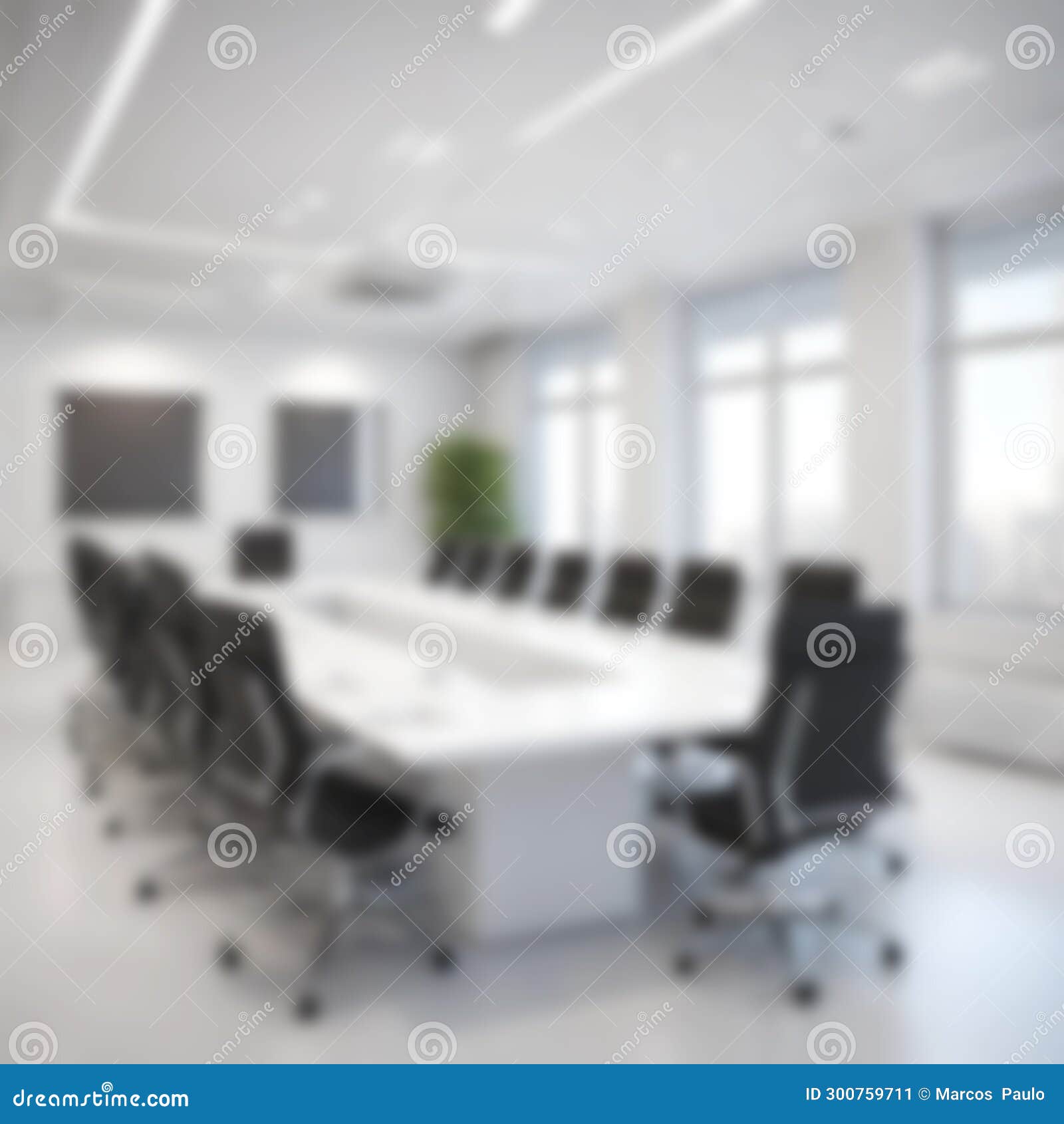 Large Office Room with Tables and Chairs with Blurred Image Stock