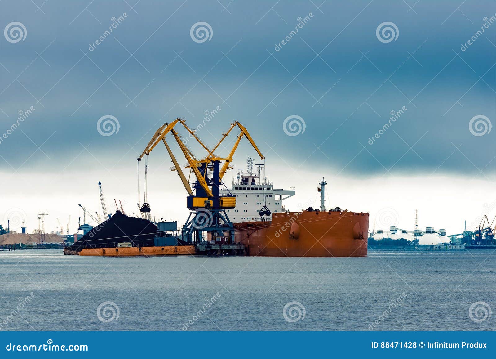 Large orange cargo ship stock photo. Image of carrying 88471428