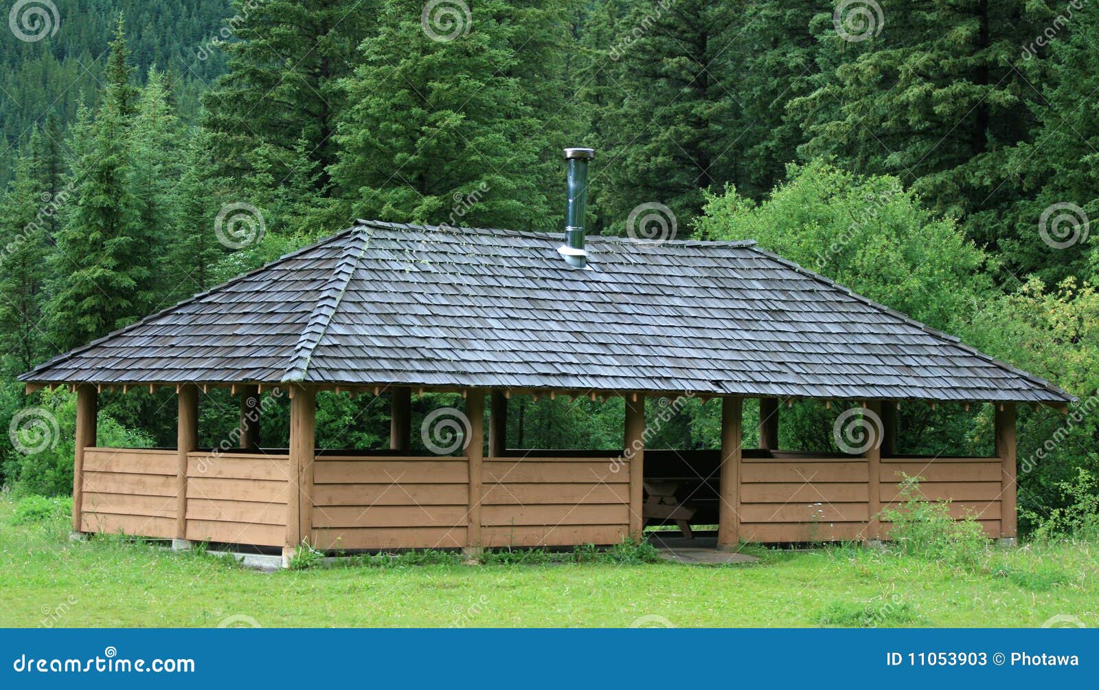 Large Outdoor Picnic Shelter Stock Image - Image of picnic 