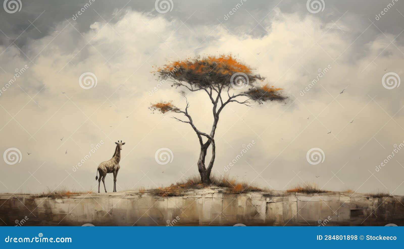 large painting of a giraffe in the style of jessica rossier