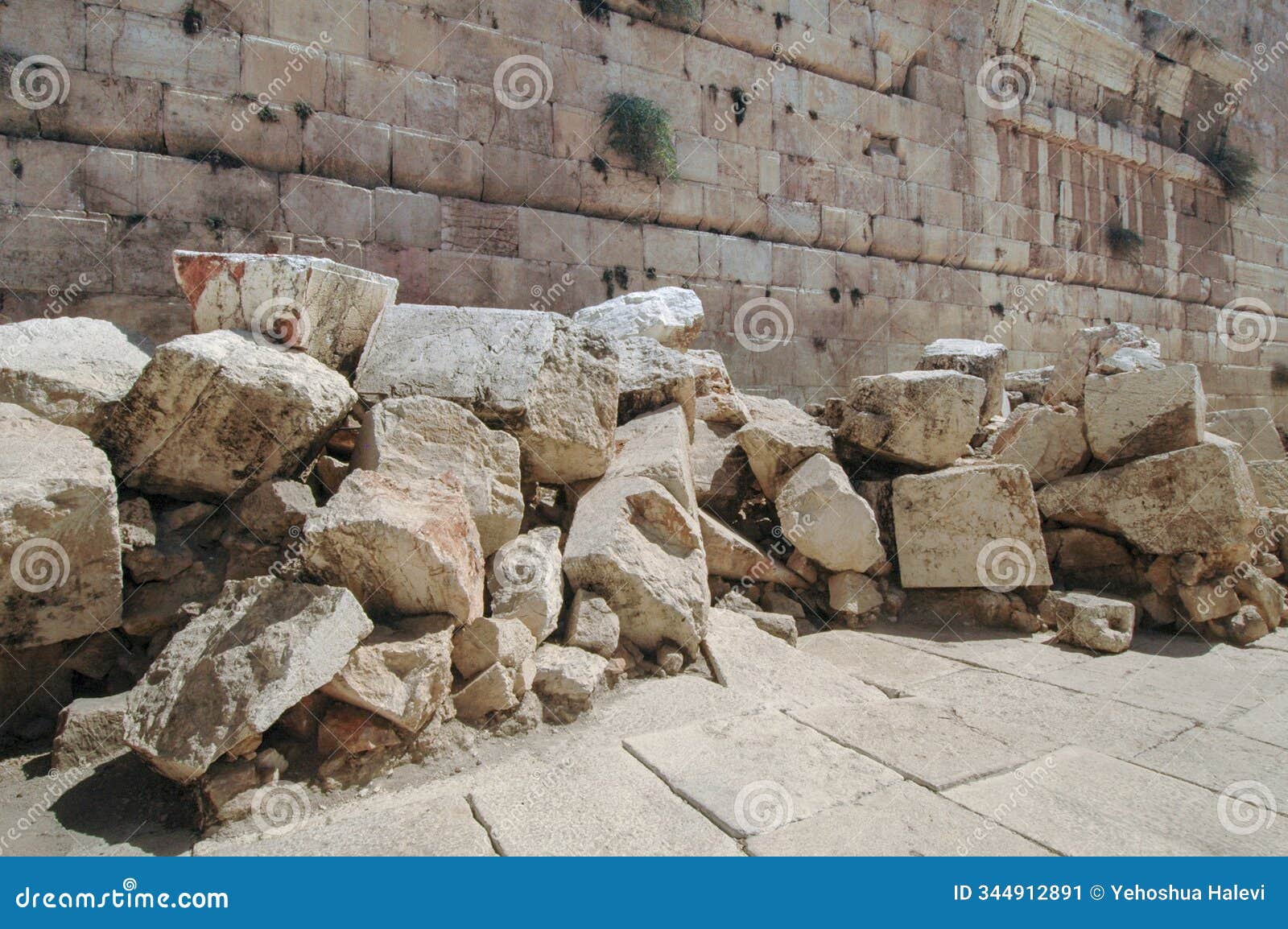 large stones at the base of the western wall in jerusalem said to be ruins of the second