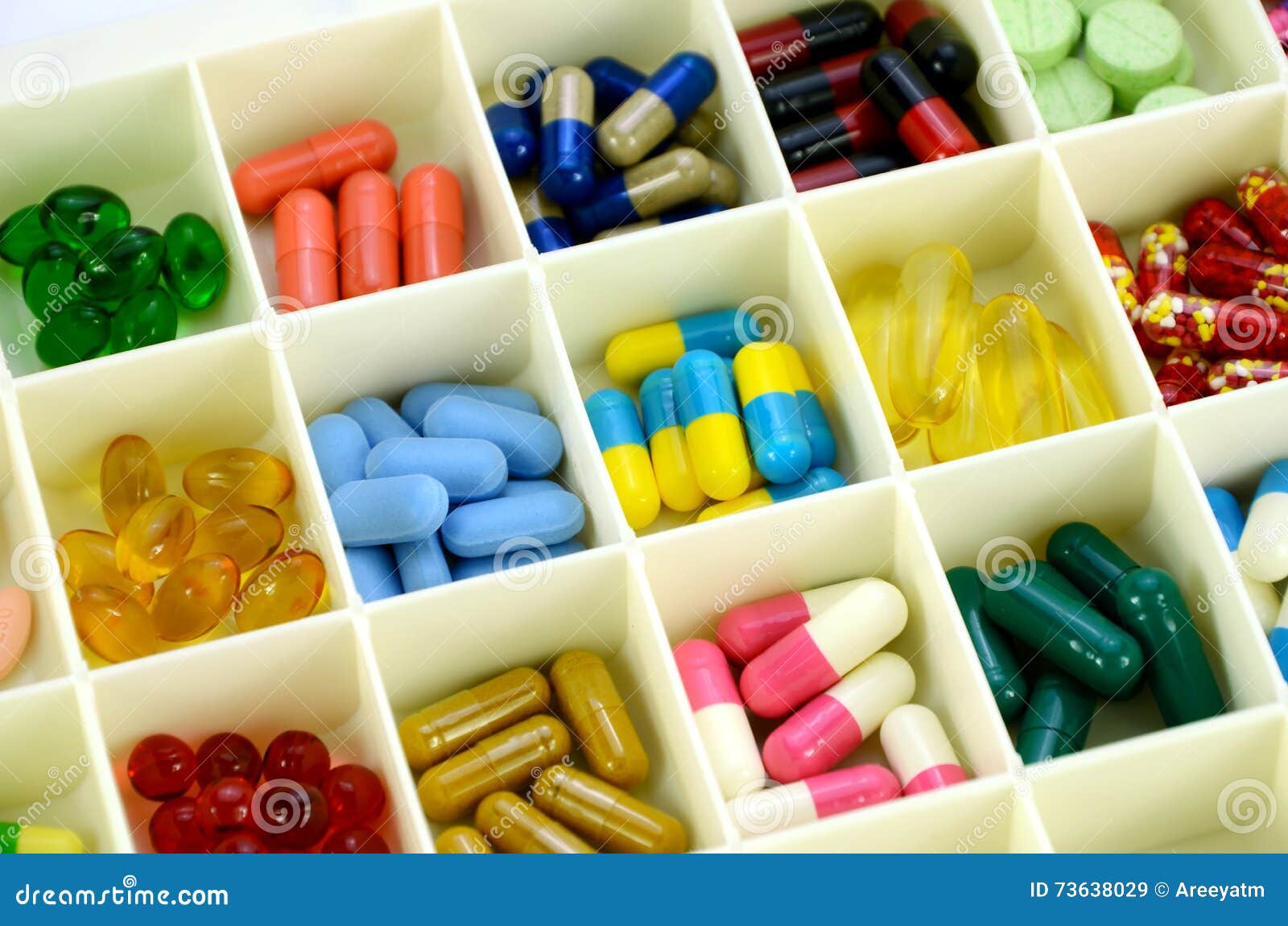 Large Pill Box for Individual Weekly Pill Storage. Stock Image Image