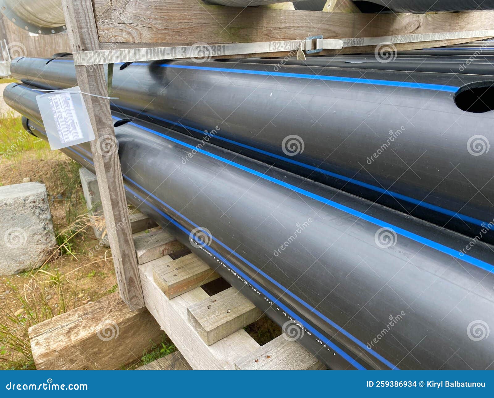 Large Plastic Pipes of Large Diameter with Flanges in an Openair