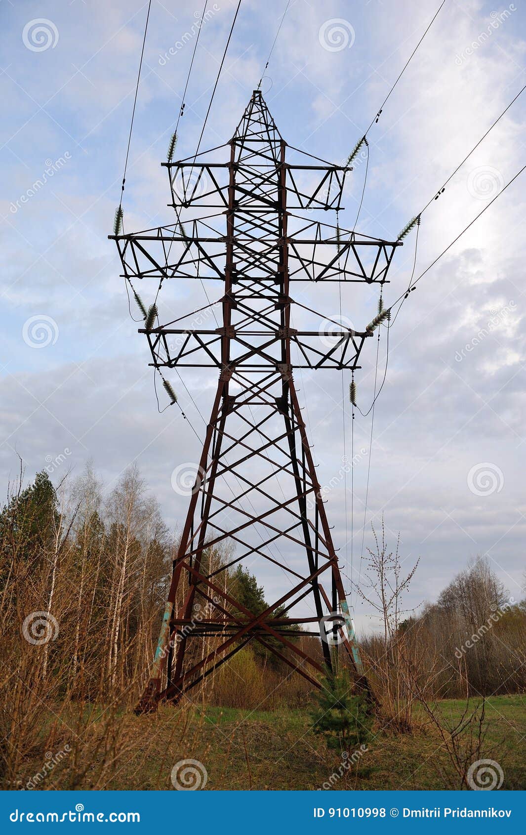 Large Pole with Power Line Wires Stock Photo Image of electricity