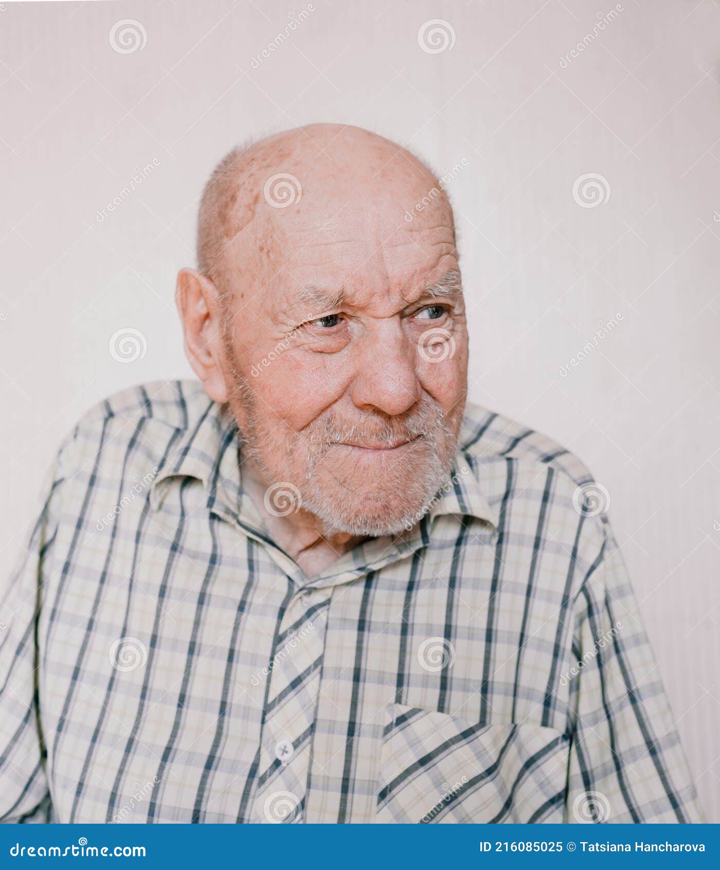 A Large Portrait Of An Old Man On A Light Background With Deep Wrinkles