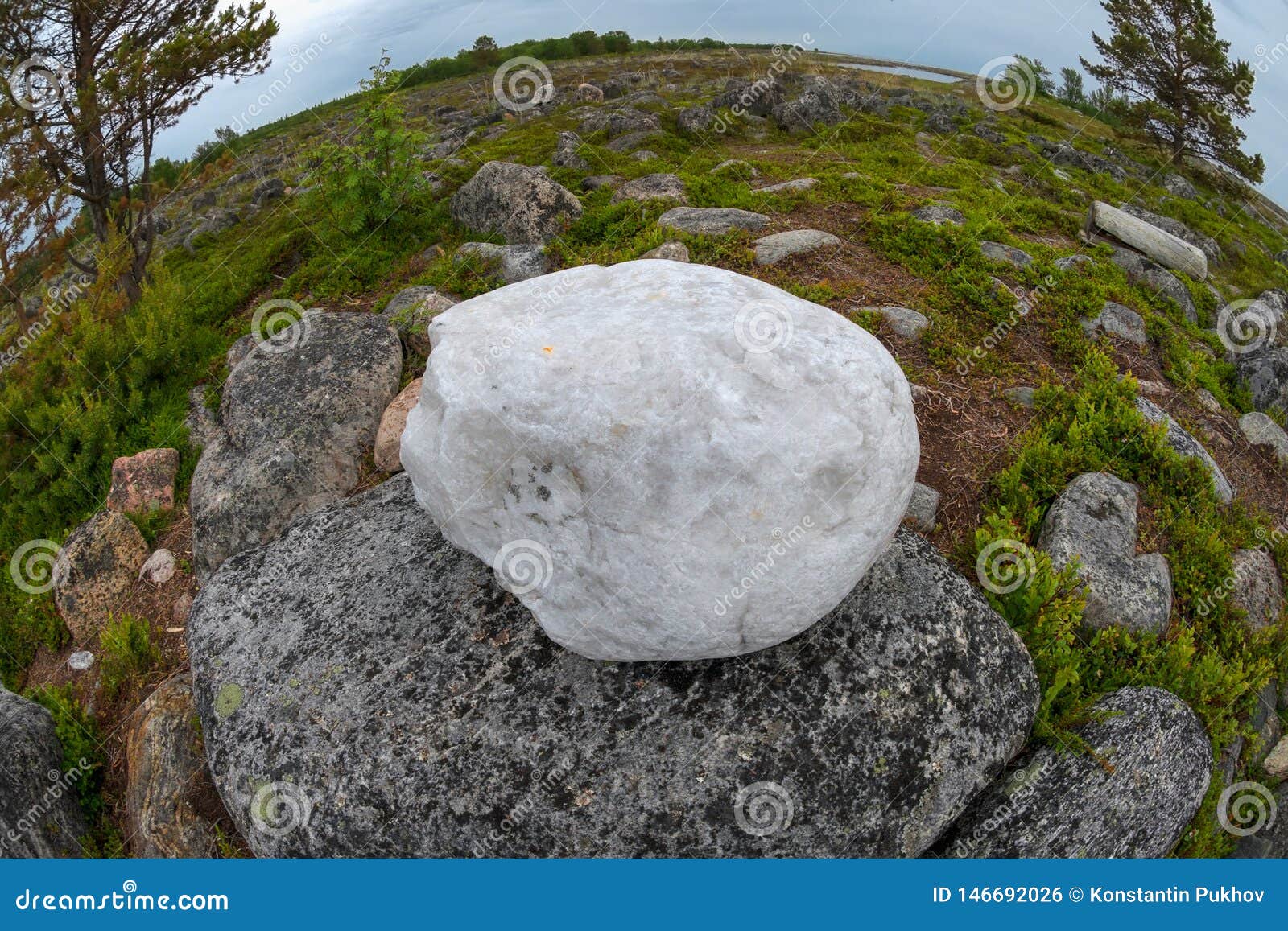 Large Quartz Boulder on the Shore Stock Photo - Image of marine