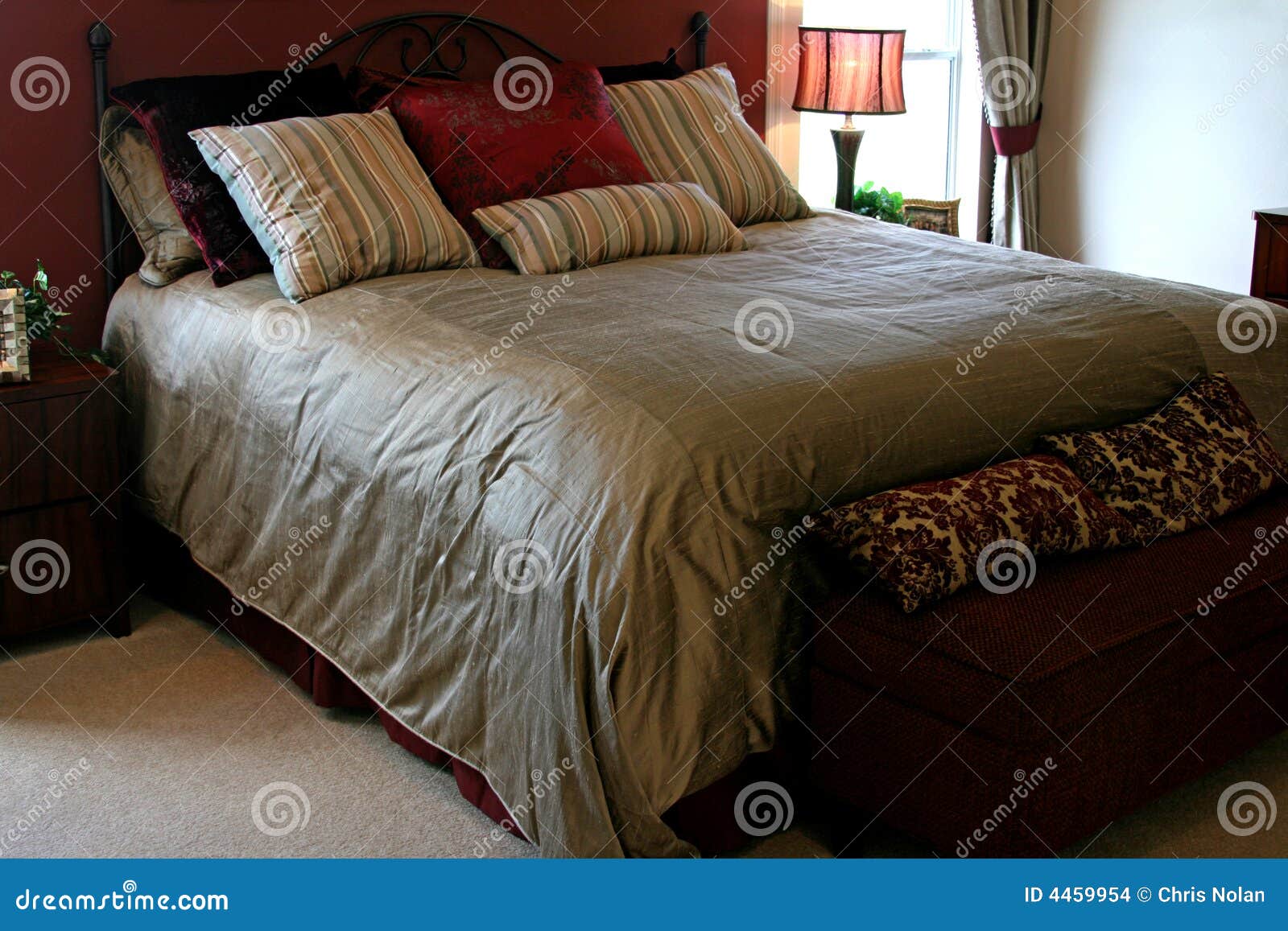 Large queen sized bed stock photo. Image of luxury, bedroom 4459954