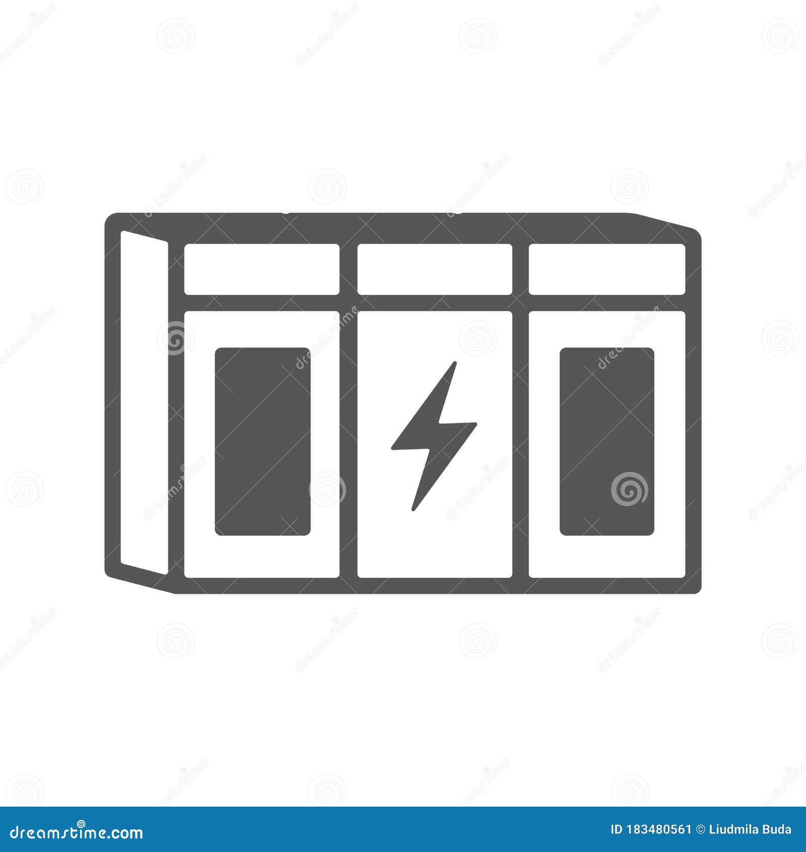 large rechargeable lithium-ion battery energy storage for renewable power stations. grid backup system outline icon