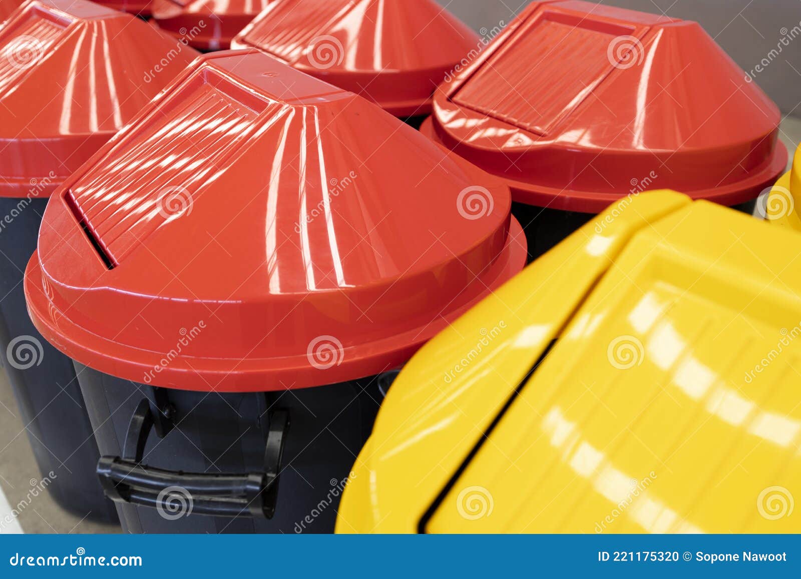 Large Red and Yellow Plastic Garbage Containers Stock Photo Image of