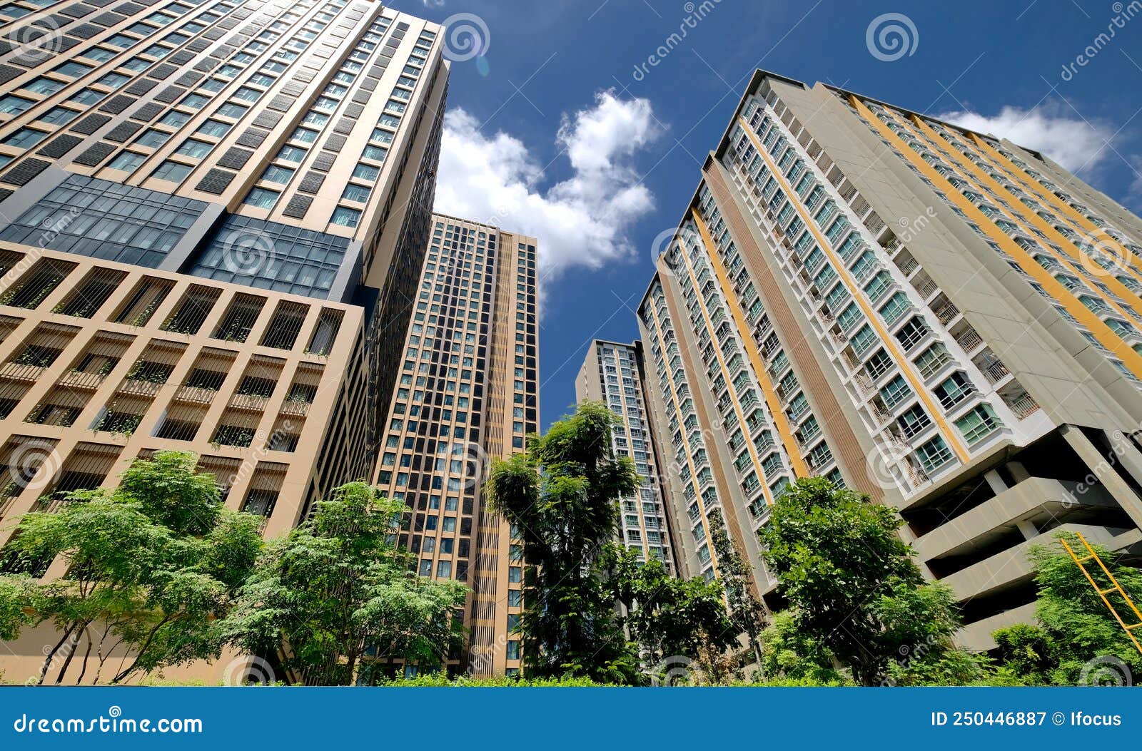 Modern Residential Condominium Soars in Blue Sky Stock Image Image of