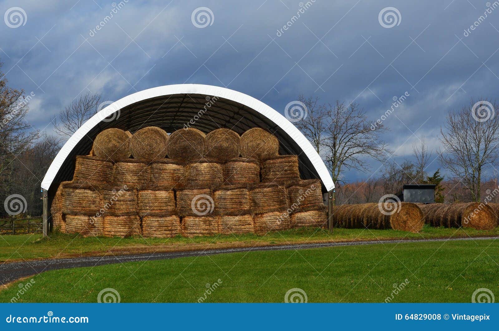 Large Round Bales in Storage Stock Photo Image of bales, grass 64829008