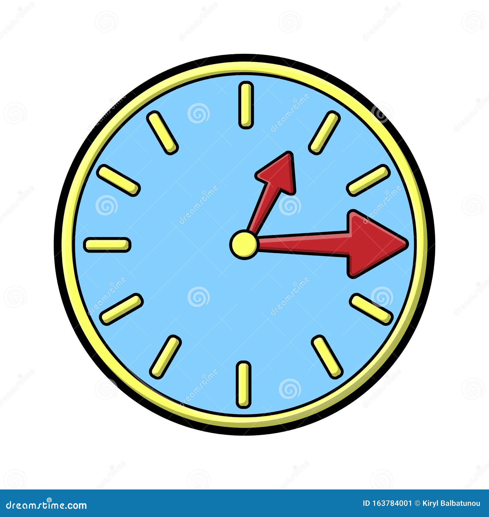 Large Round Blue Wall Clock with a Second and Minute Hands for Showing