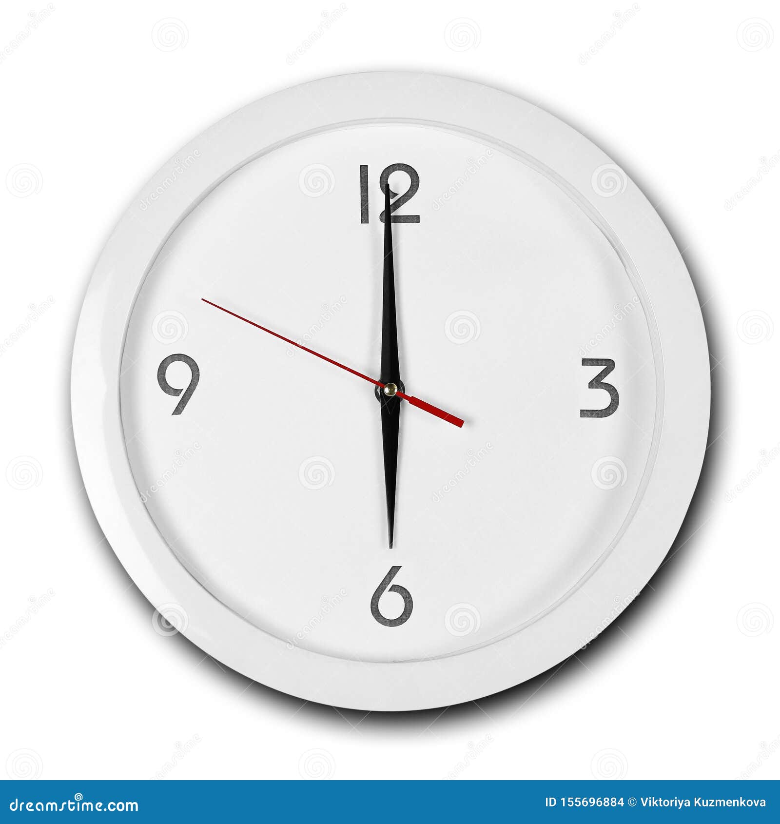 Large Round White Wall Clock with White Frame. the Hands Point To 6 O