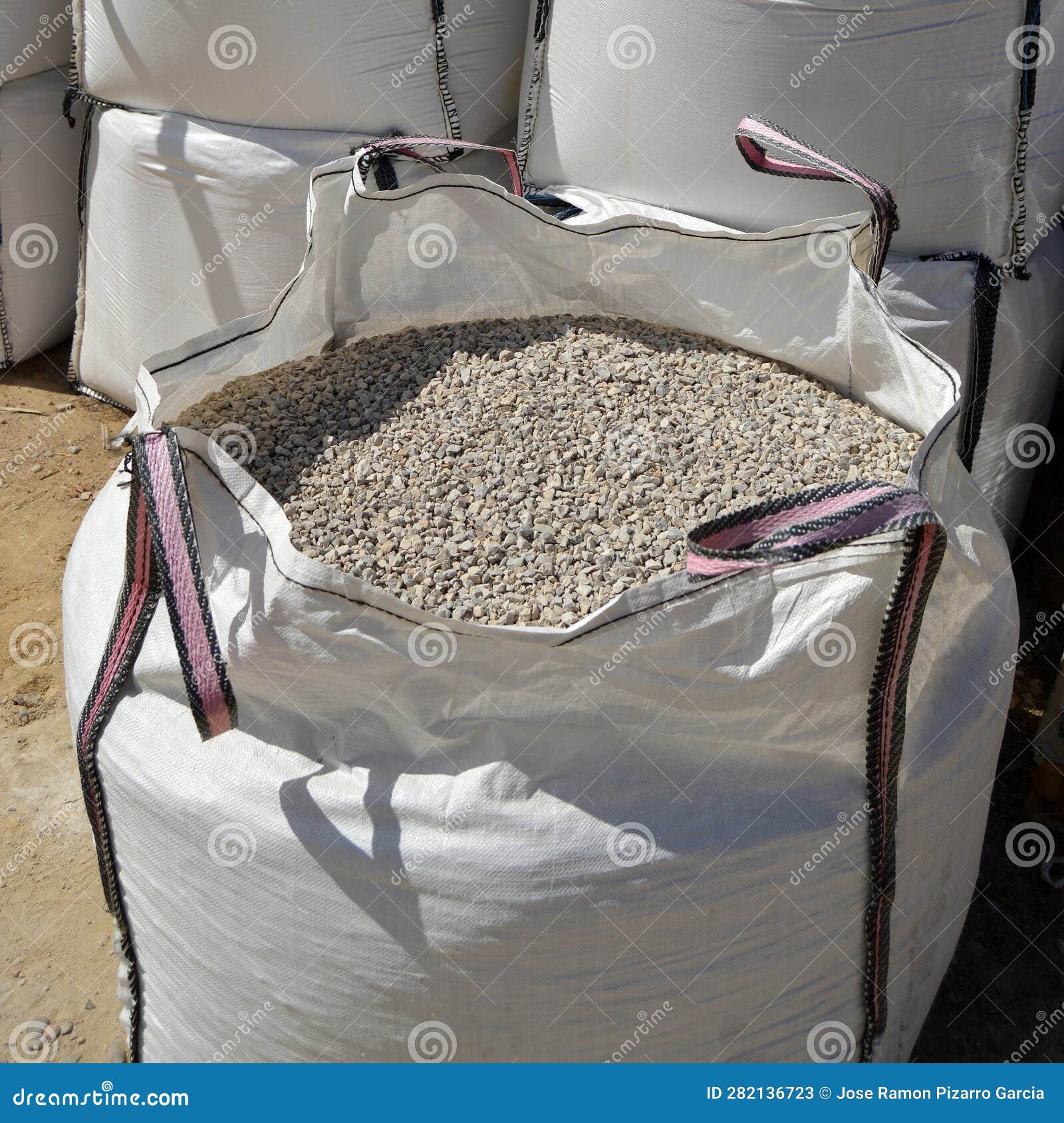 Large Sacks of Aggregates for Making Concrete Mixes. Stock Image