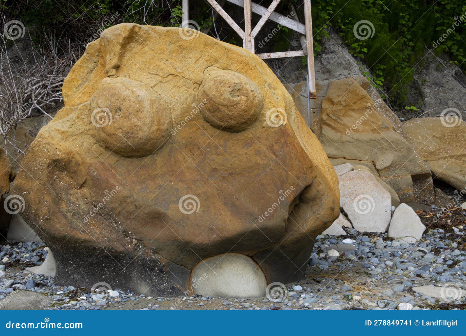 Large Sandstone Boulder with Carved Smiley Face Stock Image Image of