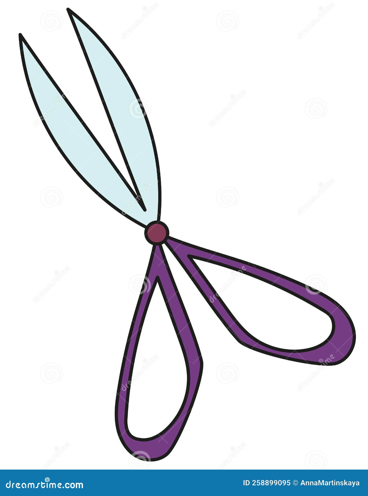 Large Scissors with Purple Handle. Vector Illustration Isolated Stock Vector Illustration of
